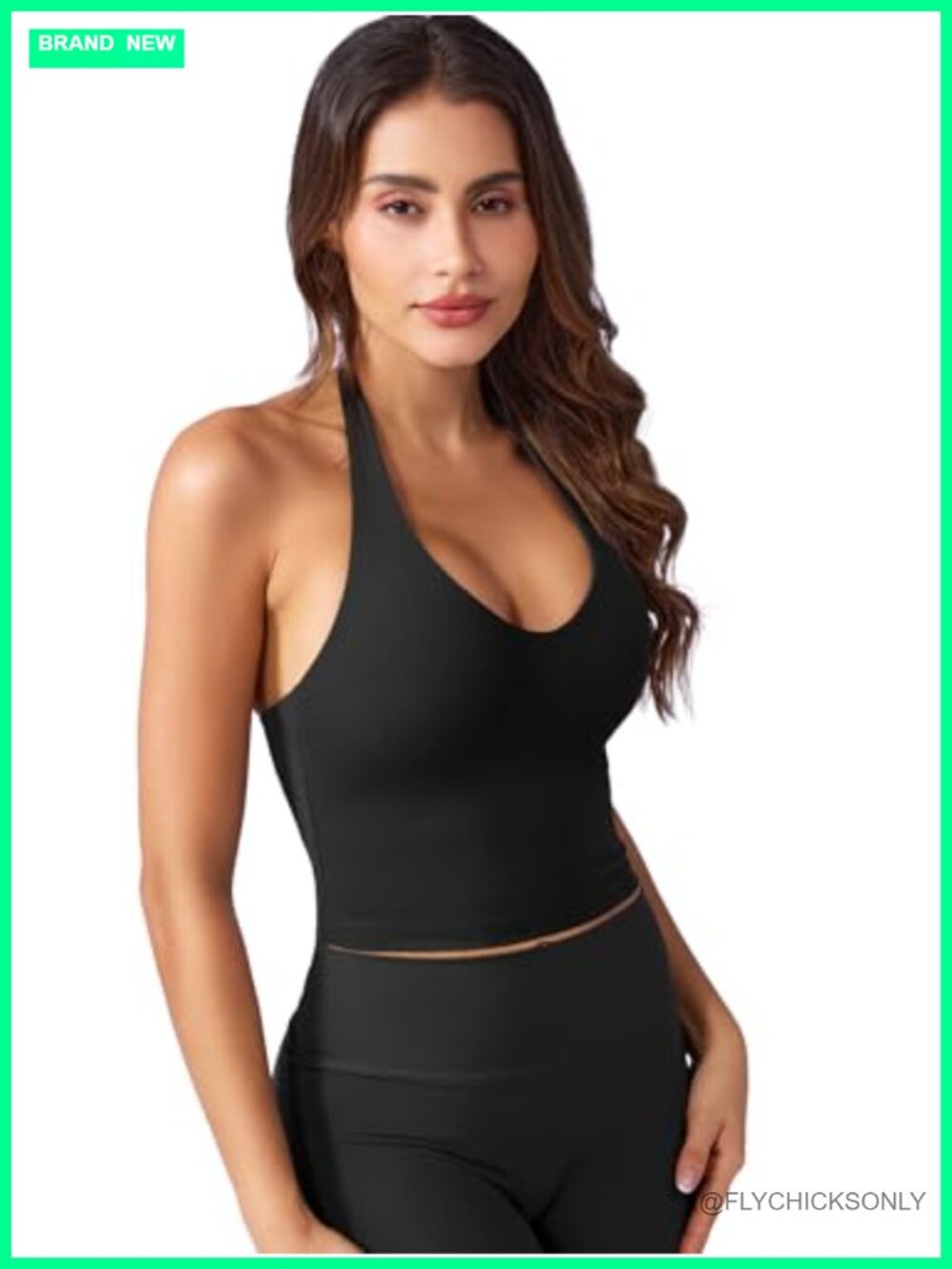 Halter Crop Tank Top V-Neck Backless Built-in Bra Yoga Workout
